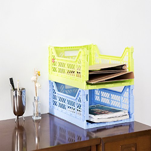 AYKASA Collapsible Storage Bin Container Basket Tote, Folding Basket Crate Container : Storage, Kitchen, Houseware Utility Basket Tote Crate Mini-Box (Green)