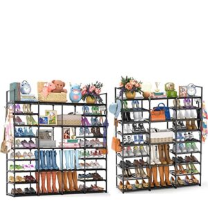 huolewa large shoe rack storage organizer, 4 row/3 row 9 tier large shoes rack for entryway closet, free standing shoes shelf stand