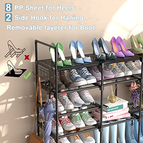 Huolewa Large Shoe Rack Storage Organizer, 4 Row/3 Row 9 Tier Large Shoes Rack for Entryway Closet, Free Standing Shoes Shelf Stand