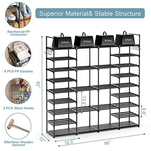 Huolewa Large Shoe Rack Storage Organizer, 4 Row/3 Row 9 Tier Large Shoes Rack for Entryway Closet, Free Standing Shoes Shelf Stand