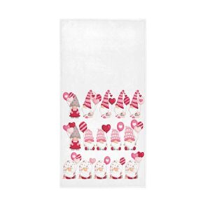 exnundod pink gnomes set hand bath towel 16x30in, spring mother's day soft absorbent face towel washcloths for home decorative holiday gifts