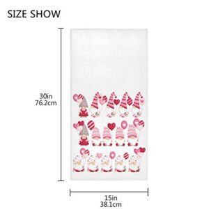 Exnundod Pink Gnomes Set Hand Bath Towel 16x30in, Spring Mother's Day Soft Absorbent Face Towel Washcloths for Home Decorative Holiday Gifts