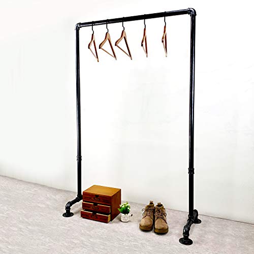 Womio Industrial Pipe Clothing Racks,36 in Hanging Clothes Retail Display,Commercial Grade Pipe Clothes Racks,Heavy Duty Garment Racks,Black brush silver