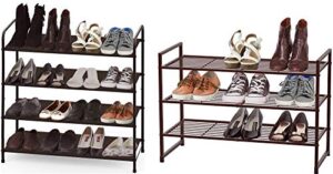simple houseware 4-tier shoe rack + 3-tier stackable shoes rack