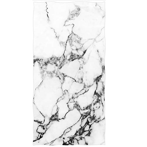 N/W Marble Hand Towels Marble Texture face Towels Ultra Soft Thin Multipurpose for Bathroom, Hotel, Gym, Kitchen, Swimming and Spa (13.7 X 29.5 inch) White