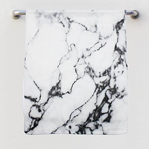 N/W Marble Hand Towels Marble Texture face Towels Ultra Soft Thin Multipurpose for Bathroom, Hotel, Gym, Kitchen, Swimming and Spa (13.7 X 29.5 inch) White