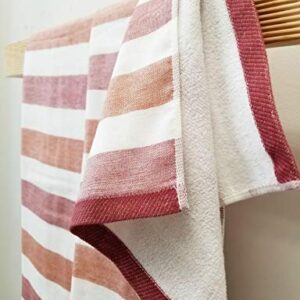 IPPINKA Senshu Japanese Towel, Ultra Soft, Quick-Drying, Two-Tone Stripes, Red (Wash/Face Towel)