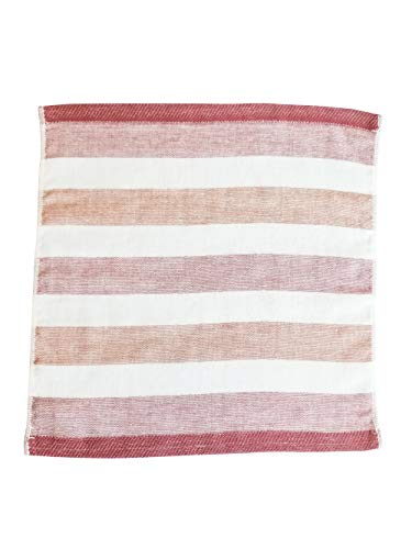 IPPINKA Senshu Japanese Towel, Ultra Soft, Quick-Drying, Two-Tone Stripes, Red (Wash/Face Towel)