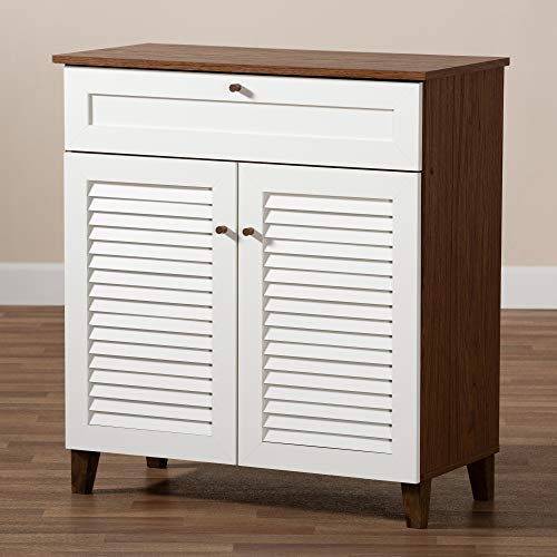 Baxton Studio Shoe Cabinets, White/Walnut