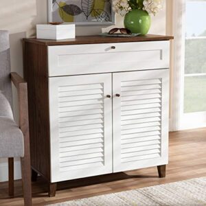 Baxton Studio Shoe Cabinets, White/Walnut