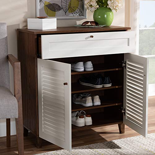 Baxton Studio Shoe Cabinets, White/Walnut