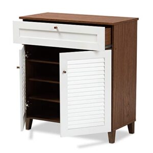 Baxton Studio Shoe Cabinets, White/Walnut