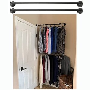myoyay corner garment rod 34in 2 pack industrial pipe clothes hanging bar angle adjustable wall mounted clothes rack black space saving metal dryer rails