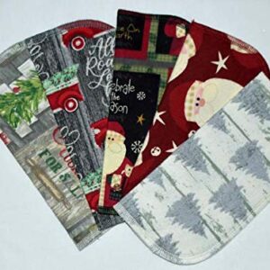 2 Ply Printed Flannel Little Wipes 8x8 Inches Set of 5 Primitive Christmas