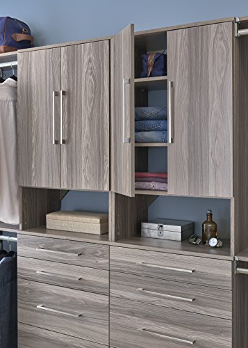 ClosetMaid SuiteSymphony Wood Closet Door Set Pair, Add On Accessory, Modern Style for Storage, Clothes, for 25 in. Units, Natural Gray/Satin Nickel, Inch