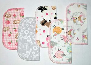 1 ply springtime cuddles flannel washable kids lunchbox napkins 8x8 inches 5 pack - little wipes (r) flannel