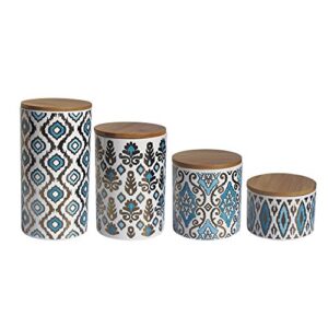 american atelier ceramic canister set (4 piece), blue/gold