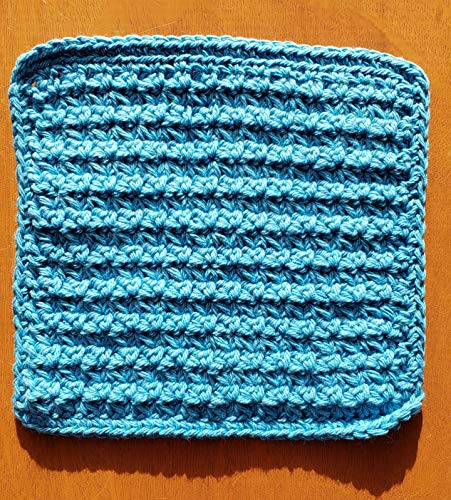 Handmade crochet washcloths, dishcloths,100% cotton set of 3 (Hot blue, purple and beach ball blue colors) * thick and dense*