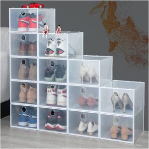 aohmpt 30 pack clear shoe organizer stackable shoe box foldable storage bins shoe container box large size shoe bins