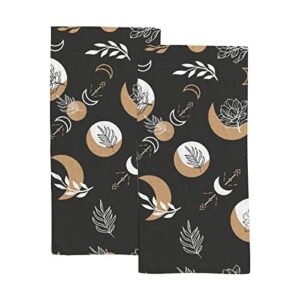 hand bath towels 2 pack moon leaves magnolia arrows absorbent face fingertip towels for bathroom kitchen gym spa soft hair drying cloth quick dry, 30 x 15 inch