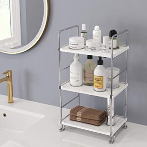 3-tier bathroom countertop storage organizer cosmetic makeup vanity tray kitchen spice rack standing shelf, silver