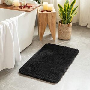 MIULEE Set of 2 Bathroom mats and Toilet Rugs, 16''x24''+16''x24''+20''x20''(U-Shaped), Non Slip Soft Rugs for Bath Tub Shower, Black