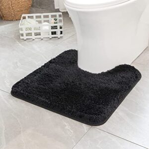 MIULEE Set of 2 Bathroom mats and Toilet Rugs, 16''x24''+16''x24''+20''x20''(U-Shaped), Non Slip Soft Rugs for Bath Tub Shower, Black