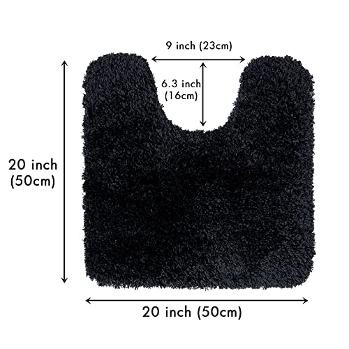 MIULEE Set of 2 Bathroom mats and Toilet Rugs, 16''x24''+16''x24''+20''x20''(U-Shaped), Non Slip Soft Rugs for Bath Tub Shower, Black