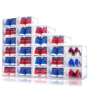 24 pack clear shoe organizer for closet shoe storage organizer shoe storage boxes shoe box shoe containers sneaker storage