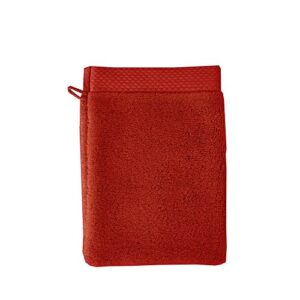 garnier-thiebaut, set of 2, luxuriously soft cotton european shower / wash mitts (gants de toilette), cerise (cherry red), elea collection
