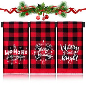 tudomro 3 pack christmas kitchen dish towels red and black plaid bathroom hand towels buffalo check hand dish cloths xmas soft washcloths for home holiday party decor, 23.6 x 15.7 inches