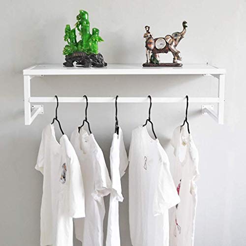 ZSH Simple Style Clothes Floating Shelf with Hanging Rod,Wall Mounted Clothing Display Rack,Garment Rack,Coat Rack with Shelf (Size : 60/80/100/120×28cm) (Color : B, Size : 100 * 28cm)