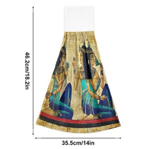 AUUXVA Kitchen Hand Towels 2 Pack Vintage Retro Ancient Egyptian Hanging Tie Towels Quick Dry Absorbent Kitchen Towel Set with Loop for Bathroom Laundry Room Farmhouse Decor