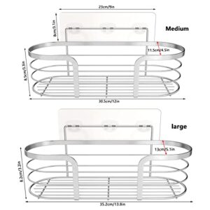 Auoij Shower Caddy Shelf Organizer,Shower Storage Holder Bathroom Traceless Adhesive Shower Wall Shelves Rustproof Stainless Steel No Drilling 2-Pack