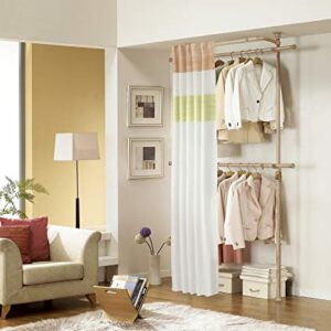 PRINCE HANGER, Premium Wood Colored 2 Tier Hanger with Curtain, Clothing Rack, Closet Organizer, Free Standing, Garment Rack, PHUS-0063, Made in Korea