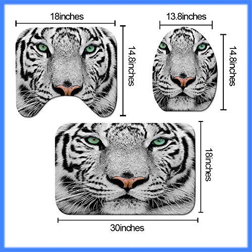 Black Tiger with Green Eyes Shower Curtain Sets with Non-Slip Rugs, Toilet Lid Cover and Bath Mat, Africa Animals Shower Curtains with 12 Hooks Durable Waterproof Bath Curtain