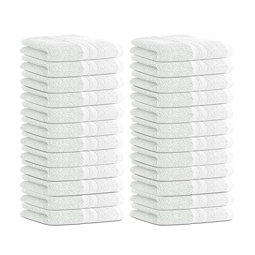 TOALLA 100% Cotton Salon Towel Set of 24|400 GSM|Soft Hand Towel|Bulk Hand Towel|Cotton Salon Towel|Ideal for Spa Gym Bathroom Hotel|Absorbent||Not Bleach Proof|Quick Dry|Hand Towel 16 x 27 in|White