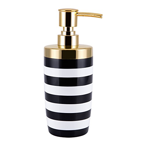 Allure Home Creation Derby 3-Piece Ceramic Bathroom Accessory Set Black & White with Metallic Gold Finish