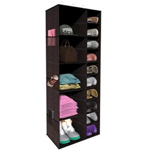 coastal rose Hanging Closet Storage Organizer, 15 Sections Closet Organizers and Storage Shelves Shoe Rack Holder Hanger, Coffee