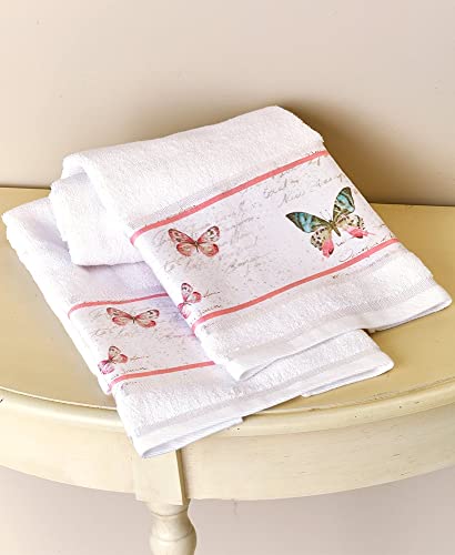 The Lakeside Collection Rose Garden Bathroom Hand Towels - Farmhouse Accents - Set of 2