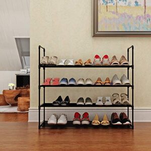 Function Home 4 Tier Free Standing Shoe Rack, Space Saving Shoes Storage Stand, Shoe Organizer Shelf for Bedroom, Entryway and Hallway in Black