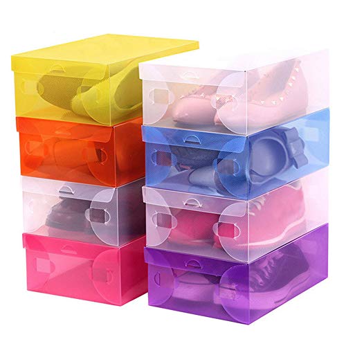 farawamu Shoes Box, Transparent Dust-Proof Stackable Drawer Shoes Storage Box Container Organizer Pink