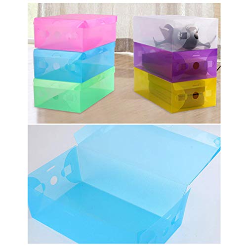 farawamu Shoes Box, Transparent Dust-Proof Stackable Drawer Shoes Storage Box Container Organizer Pink