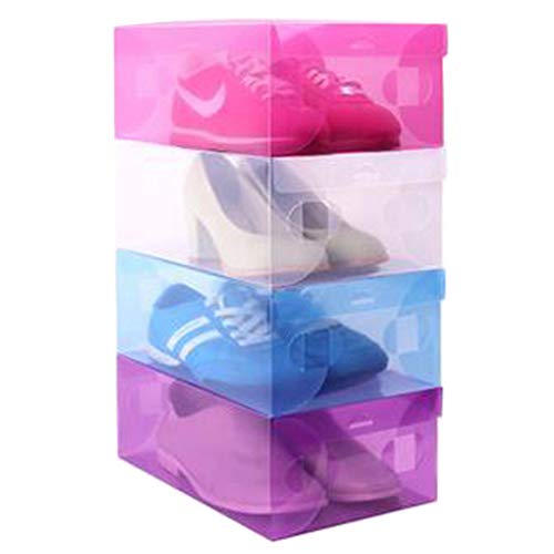 farawamu Shoes Box, Transparent Dust-Proof Stackable Drawer Shoes Storage Box Container Organizer Pink