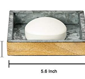 nu-steel CFT3H Confetti Collection Soap Dish, Perfect for Home & Bathroom Accessories, Galvanised Sheet and Wood