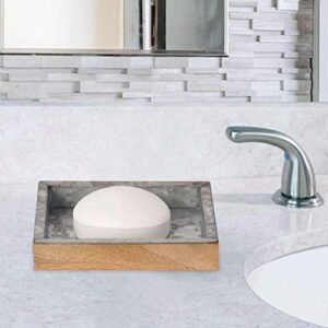 nu-steel CFT3H Confetti Collection Soap Dish, Perfect for Home & Bathroom Accessories, Galvanised Sheet and Wood