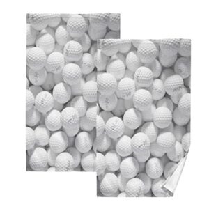 jucciaco white golf balls cotton towels for bathroom sports kitchen, soft absorbent hand towels set of 2, 16x28 inch