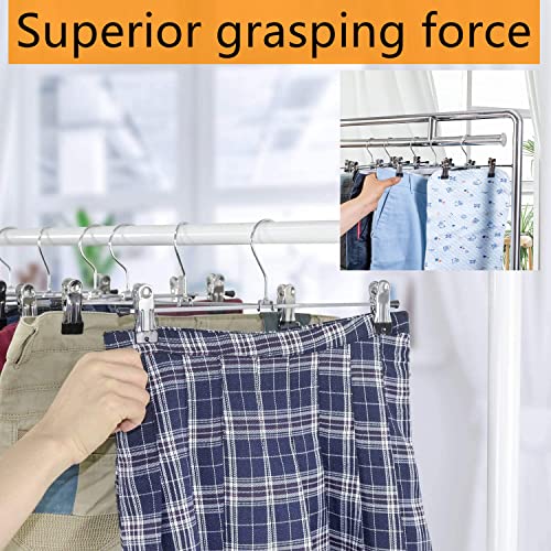 Pant Hangers, Skirt Hangers with Clips Jeans Hangers Metal Pant Hangers Trouser Clip Hangers Heavy Duty Clip Pants Hangers Ultra Thin Space Saving - 30 Pack