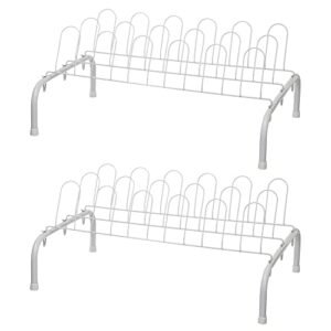 closetmaid 1039 heavy duty lightweight 9 pair freestanding wire shoe rack organizer for closet, hallway, or entryway, white (2 pack)