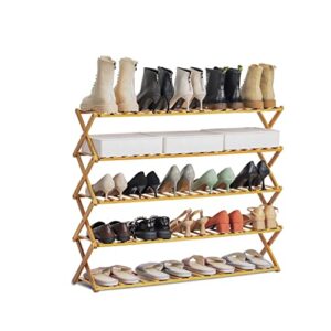 monibloom bamboo 5-tier wide shoe organizer shelf, stackable shoes shelf storage organize installation-free for entryway, hallway, bedroom, natural